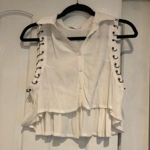 White vintage crop tank